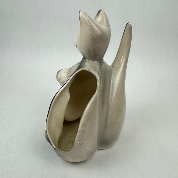 Mid Century 1956 McCoy Boxing Kangaroo Ceramic Dresser Caddy Valet Black & White - Picture 4 of 13